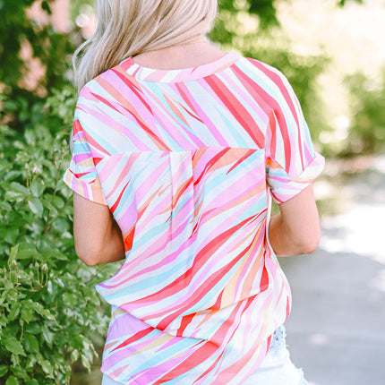 Cali Abstract Short Sleeve Blouse