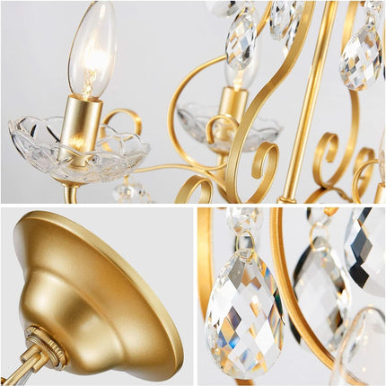 Crystal Pendant Chandelier Flush Mount Lighting Gold