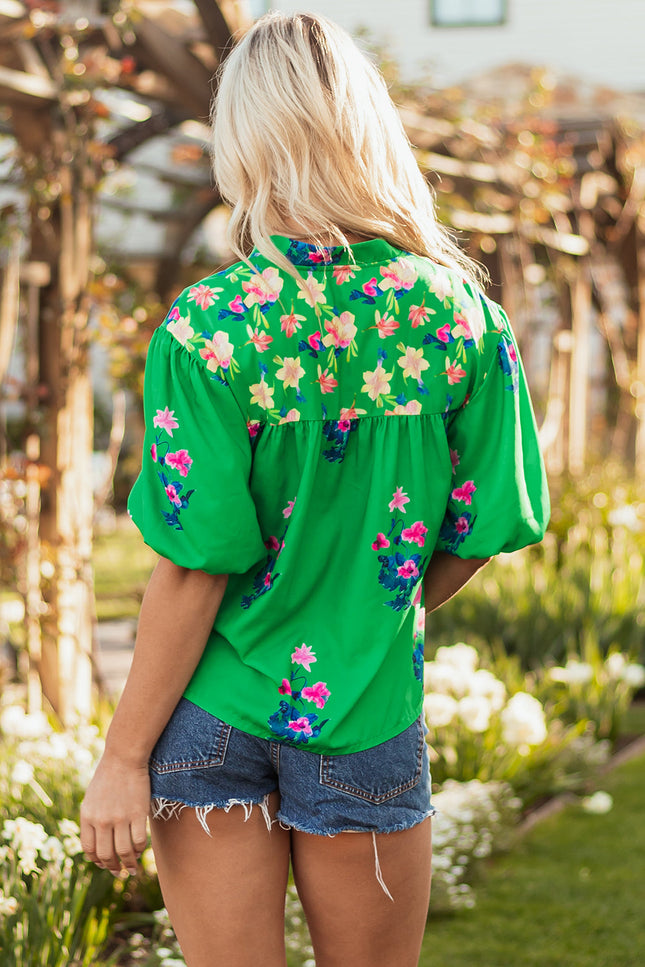 Ayah Floral Split Neck Blouse