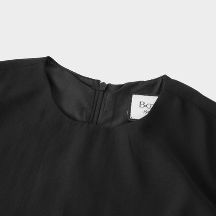 Black Ruffle Trim Maternity Dress