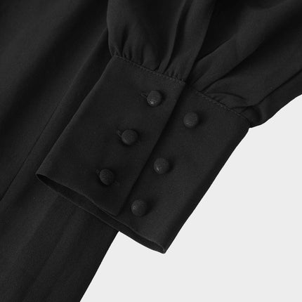 Black Ruffle Trim Maternity Dress