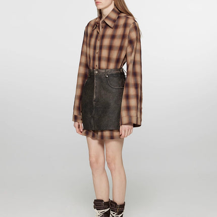 Tea Grid Retro Plaid Shirt