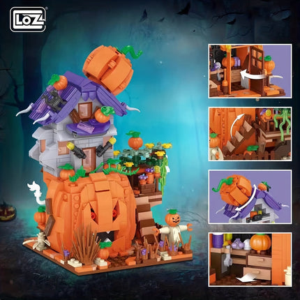 NNETM Spooky Pumpkin House Mini Building Brick Toy