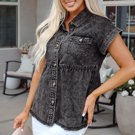Chaya Raw Hem Denim Shirt