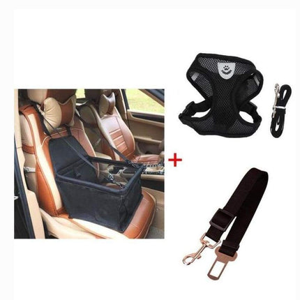 Luxury Pet Travel Bundle: Car Seat Carrier, Harness & Leash Set, And Car Safety Belt