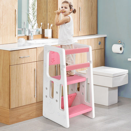 NNECW Kids Step Learning Stool with Double Safety Rails for Baby
