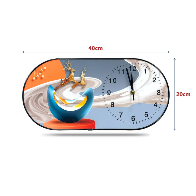Oval Decorative Painted Crystal Porcelain Painting Wall Clock ~5479