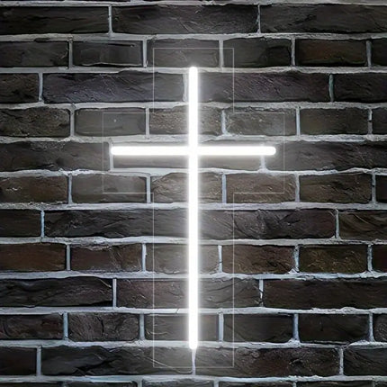 NNETM Divine Glow - Jesus Cross Neon Sign (23.88 X 13.46cm) - Home Decor LED Neon Sign