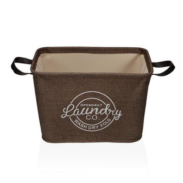 Laundry basket Versa Brown Polyester PVC Metal EVA 38 x 25 x 26 cm