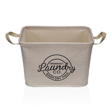 Laundry basket Versa Cream Polyester PVC Metal EVA 38 x 25 x 26 cm