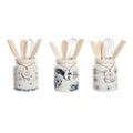 Pot for Kitchen Utensils DKD Home Decor Metal Dolomite MDF Wood 12 x 12 x 25 cm (3 Units)