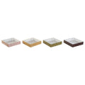 Napkin holder DKD Home Decor Green Mustard Dark brown Metal Aluminium MDF Wood 18 x 18 x 4 cm (4 Units)