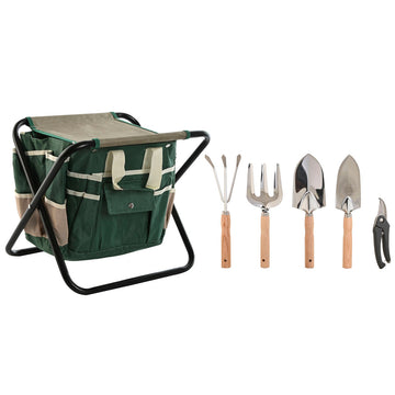 Garden tool kit Home ESPRIT Black Green Silver Natural Polyester Aluminium 7 Pieces