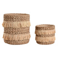 Set of Planters Home ESPRIT Brown Raffia Cement Tropical 23 x 22 x 25 cm