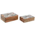 Jewelry box Home ESPRIT Green Orange Mango wood 25,5 x 18 x 8,5 cm (2 Pieces)