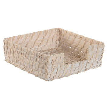 Napkin holder Home ESPRIT White Natural Bamboo Rattan 18 x 18 x 6 cm