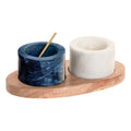 Salt and Pepper Shakers Home ESPRIT White Black Natural Stainless steel Acacia 20 X 10 X 7,6 CM