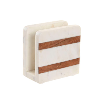 Napkin holder Home ESPRIT White Natural Acacia 12,7 X 7 X 12,7 CM