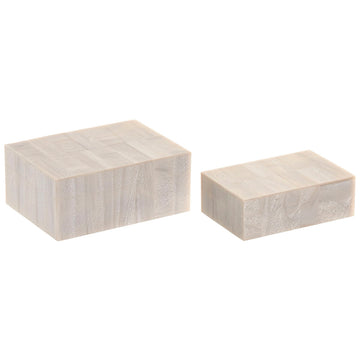 Jewelry box Home ESPRIT White Resin Mango wood 18 x 13 x 7,5 cm (2 Pieces)