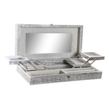Jewelry box Home ESPRIT Silver Natural Wood Aluminium 38 x 20 x 7,5 cm