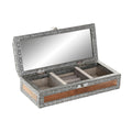 Jewelry box Home ESPRIT Silver Natural Wood Aluminium 22,5 x 10 x 6,5 cm