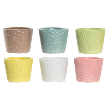 Planter Home ESPRIT Yellow Blue Green Pink Dolomite 12 x 12 x 10 cm (6 Units)