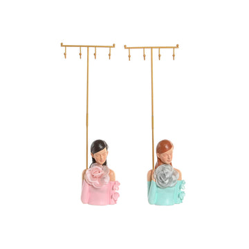 Jewellery Stand Home ESPRIT Green Pink Resin 14 x 6 x 36 cm (2 Units)