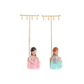 Jewellery Stand Home ESPRIT Green Pink Resin 14 x 6 x 36 cm (2 Units)