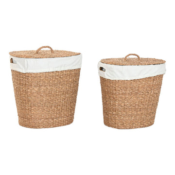 Laundry basket Home ESPRIT White Natural 50 x 40 x 50 cm
