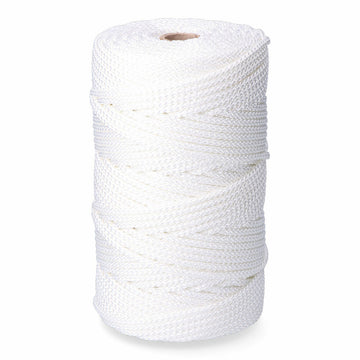 Shoelace, cord EDM 87918 White Polyester 5 mm x 200 m Braiding