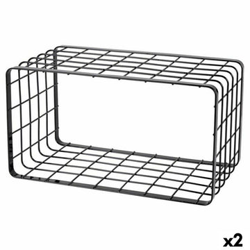 Multi-Purpose Organiser Inde Black 34 x 19 x 18 cm Grille (2 Units)