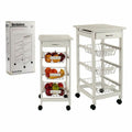 Vegetable trolley Kinvara White Metal Pine Tile 37 x 76 x 37 cm 3 tier stand