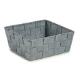 Basket Kipit Grey Polyester Cloth Braiding 18 x 8 x 21 cm 21 x 8 x 18 cm