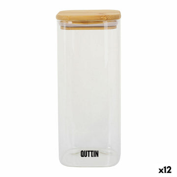 Food Preservation Container Quttin Bamboo Borosilicate Glass 1 L (12 Units)