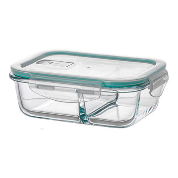 Lunch box Ovenza Transparent Silicone Borosilicate Glass Rectangular 630 ml