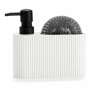 2-in-1 Soap Dispenser for the Kitchen Sink Andrea House CC71086 Resin Polyresin 16 x 5 x 15 cm Scourer White