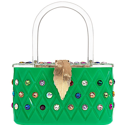 Womens Emerald Rainbow  Top Handle Clutch Bag