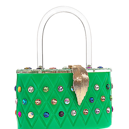 Womens Emerald Rainbow  Top Handle Clutch Bag