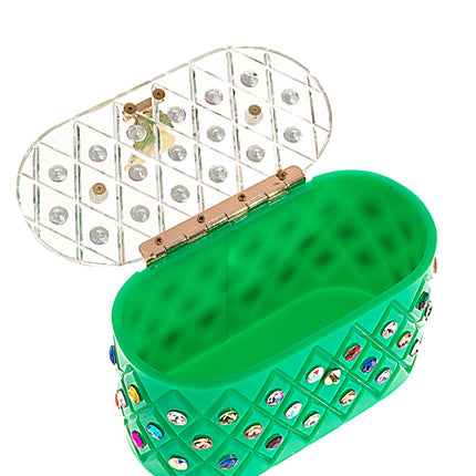 Womens Emerald Rainbow  Top Handle Clutch Bag