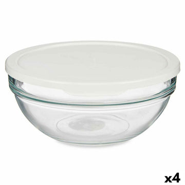 Round Lunch Box with Lid Pasabahce Chefs White 1,135 L (4 Units)