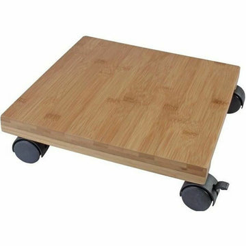 Flowerpot Standt with Wheels Nature Bamboo (30 x 30 x 8 cm)