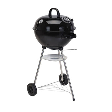 Coal Barbecue with Wheels Black 47 x 90 cm Circular
