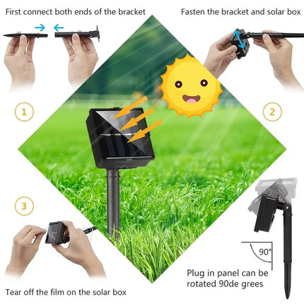 NNETM Solar-Powered Waterproof Fairy Lights - Outdoor Garden Decor with 8 Lighting Patterns