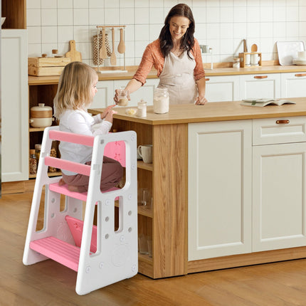 NNECW Kids Step Learning Stool with Double Safety Rails for Baby