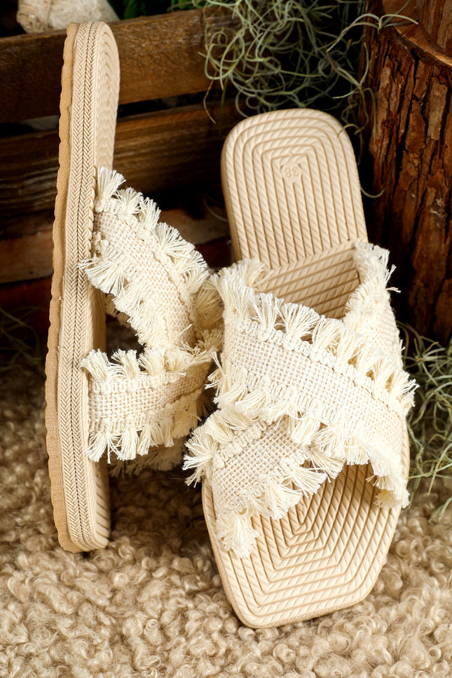 Vada Woven Tassel Flat Slippers