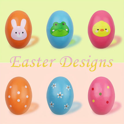 NNETM 6-Piece Wooden Musical Shake Eggs for Kids