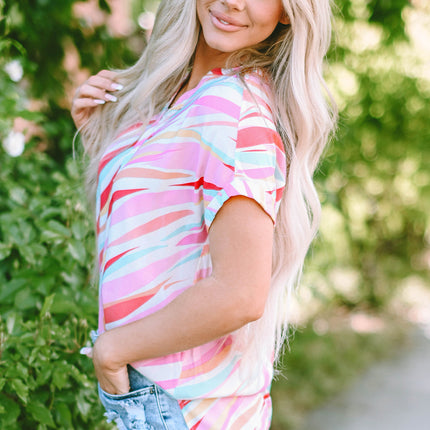 Cali Abstract Short Sleeve Blouse