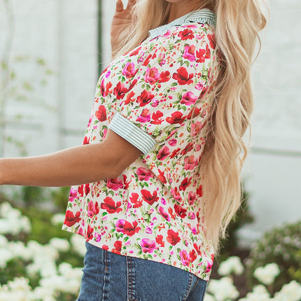 Romy Floral Patchwork Collar Blouse