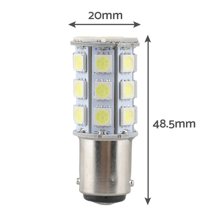 2x 12V BA15D LED White 27 SMD 5050 Indicator Signal Lights Suitable For Caravan & Car