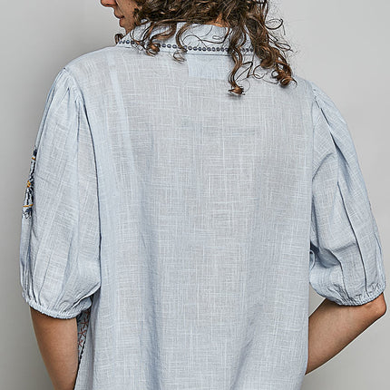 POL Embroidered Floral Shirt